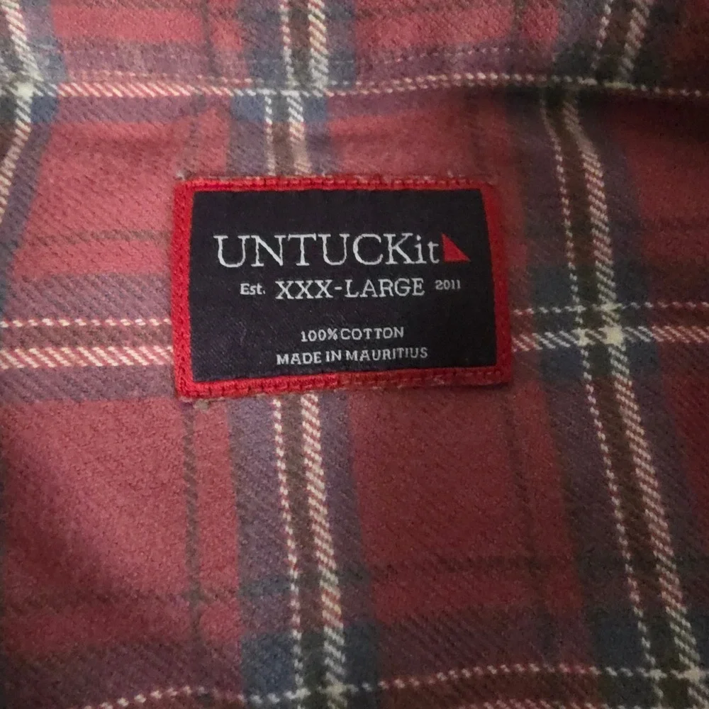 UNTUCKit‎ Barnwood Red Plaid Button Down Flannel Shirt 3XL Cotton Regular Fit
